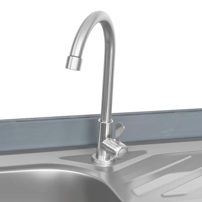 39.4" Outdoor Kitchen Island with Sink, Outdoor Kitchen Cabinet with Back Splash & 4 Wheels for Pizza Prep