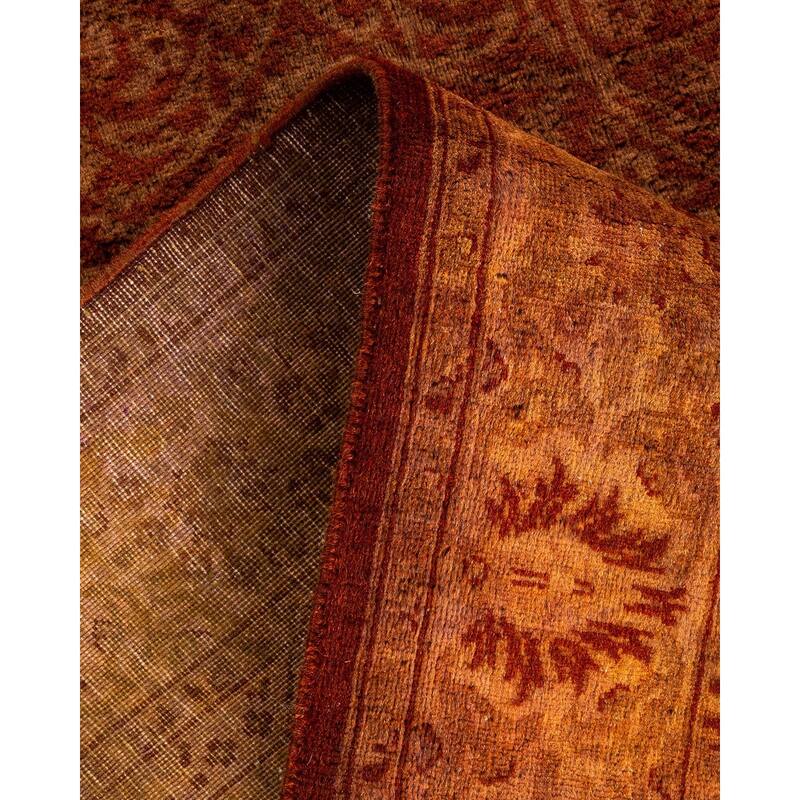 Overton Hand Knotted Wool Vintage Inspired Modern Contemporary Overdyed Yellow Area Rug - 2' 7" x 12' 8"