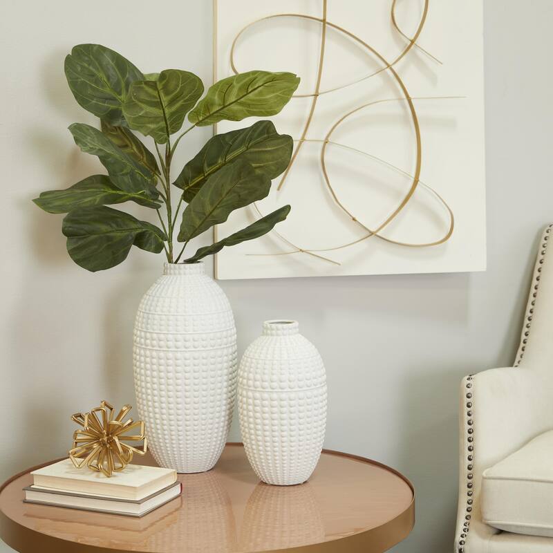Ceramic Decorative Vase - Set of 2 White - CosmoLiving by Cosmopolitan