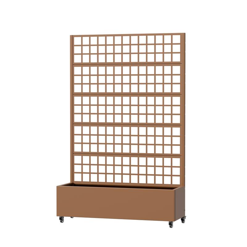 Movable Raised Garden Bed with Trellis and Lockable Wheels