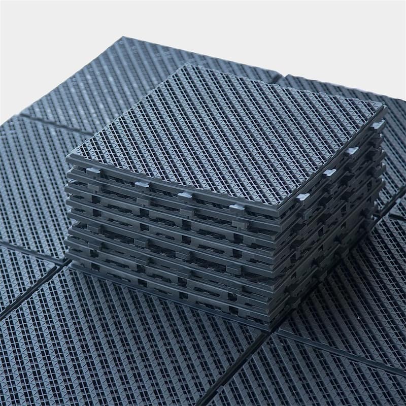 12"x12" Square Composite Decking Tiles, Patio Interlocking Deck Tiles(Dark Gray, Pack of 36)
