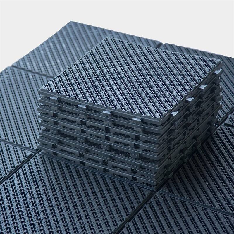 27 Pack Patio Interlocking Deck Tiles 12"x12" Square Composite Decking Tiles Striped Plastic Outdoor Flooring Tile