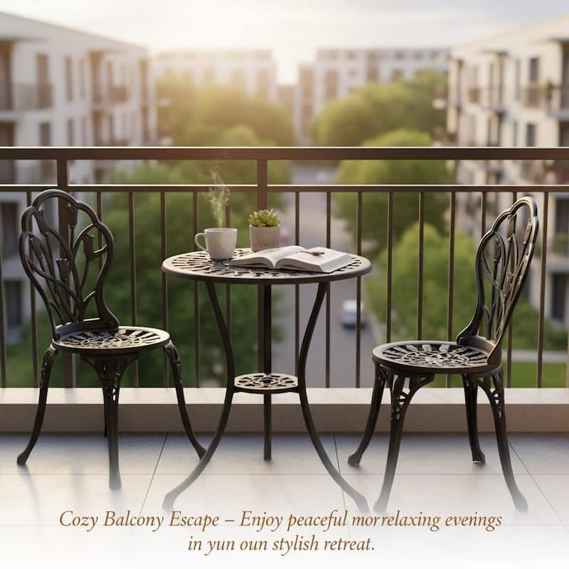 Modern 3-Piece Outdoor Bistro Set with Chairs and Table