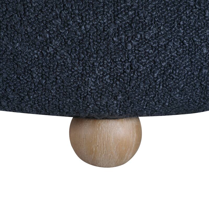 Arden 31" Boucle Swivel Chair with Ottoman - Solid Wood Legs