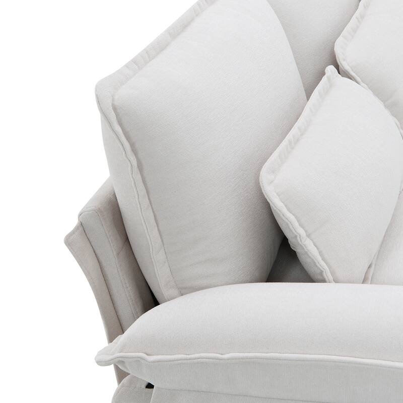110x55x33" Modern U-shaped 6-seat Sleeper Sofa with Double Chaise, Double Cushions and 4 Waist Pillows, Chenille, White