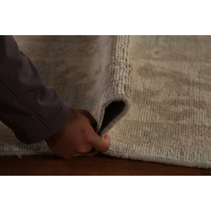 Grey Vegetable Dye Oushak Turkish Area Rug Hand-Knotted Wool Carpet - 8'10"x 11'8"