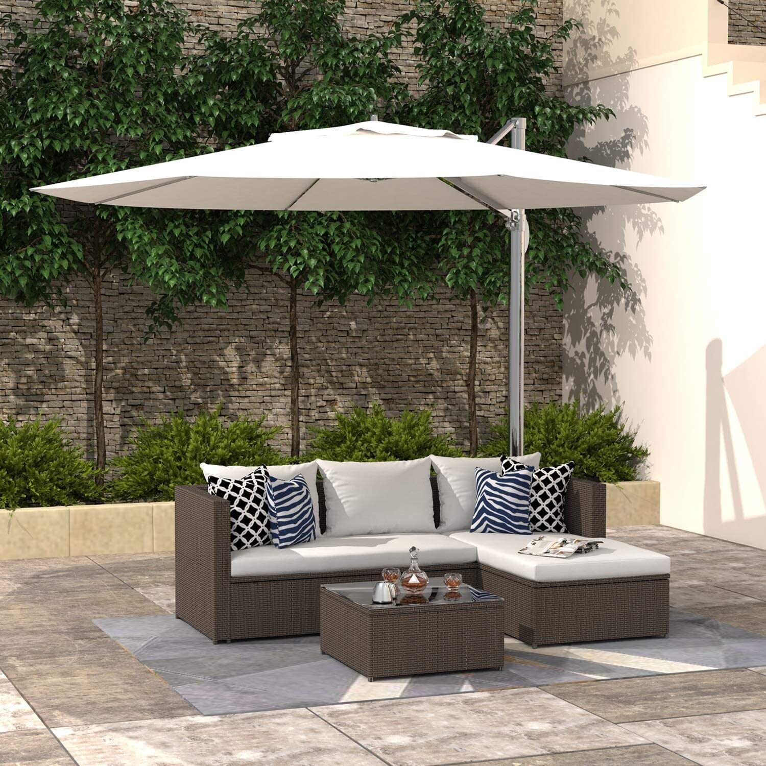 Shop Amarantos Outdoor Sectional Sofa Patio Furniture Set All Weather Wicker Set For Backyard Garden Balcony Or Small Space Overstock 31865517