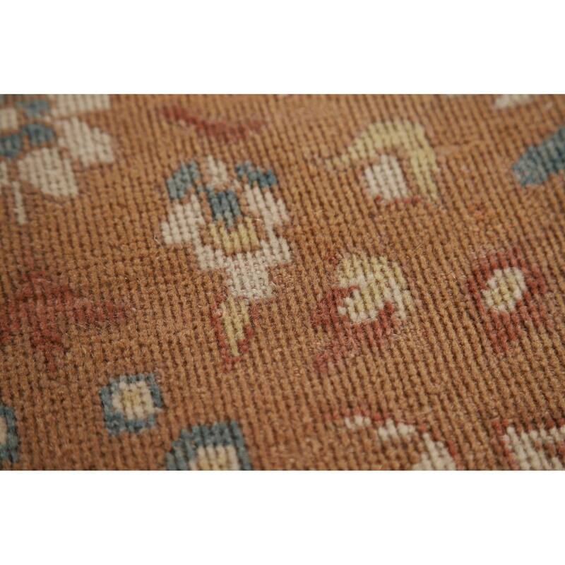 Hand Knotted Oriental 100% Wool Carpet Transitional Floral Brown Oushak Area Rug - 4' 0'' X 2' 1''