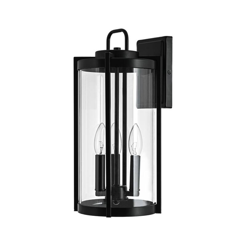 Matte Black Farmhouse Outdoor Wall Lantern Sconce - 3 Variants (11in 1-Light/14in 1-Light/17in 3-Light), Clear Glass, Wet Rated
