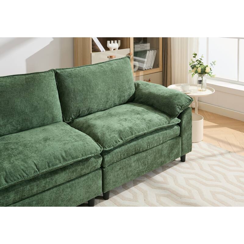 80.31" Linen 2-Seat Sofa with Hidden Storage & Soft Armrests