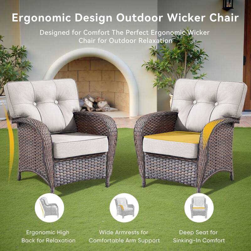 Pocassy Outdoor 30 In Fire Table with Sofa Swivel Patio Chair Set