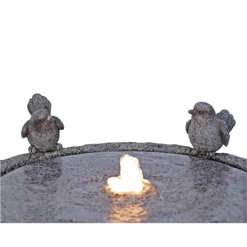 LED Lighted Pedestal Bird Bath Outdoor Garden Water Fountain - 27"