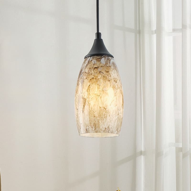 Black Metal and Glass Pendant Light for Kitchen Island Dining Room