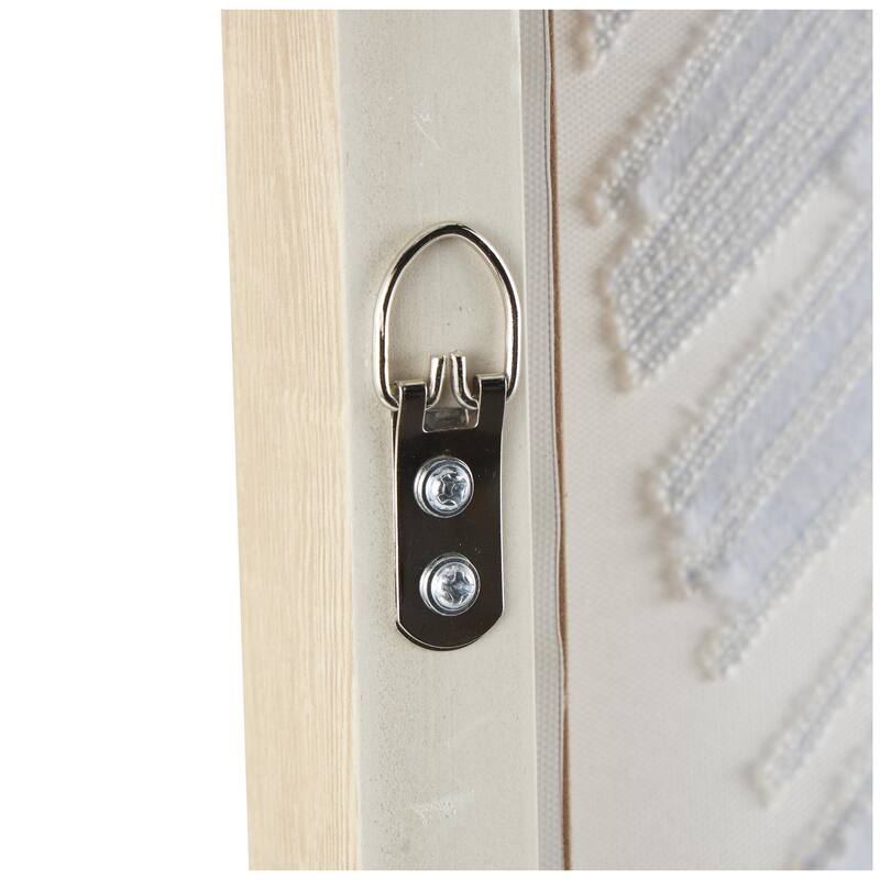 Wooden Abstract Overlapping Shapes Living Room Wall Decor with White Fabric Detailing - Brown - Roche River Decor