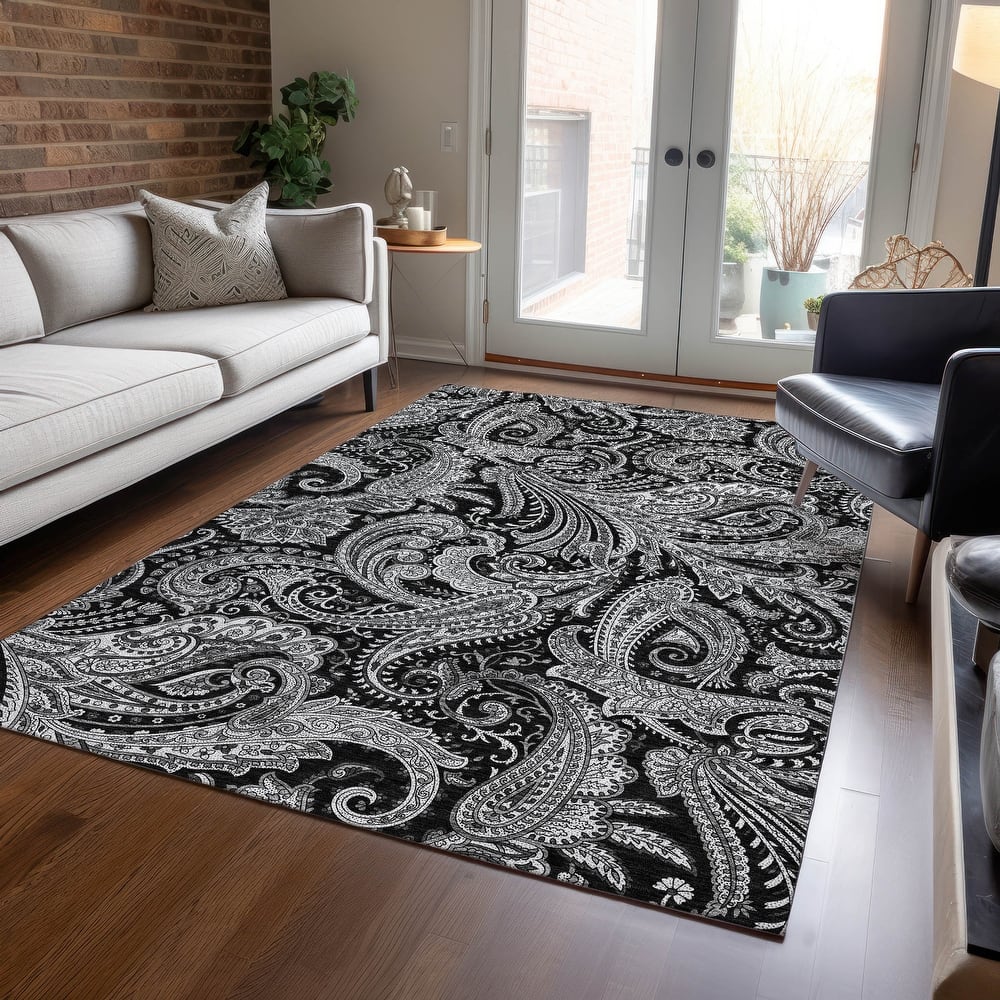 Machine Washable Indoor/ Outdoor Chantille Traditional Paisley Rug