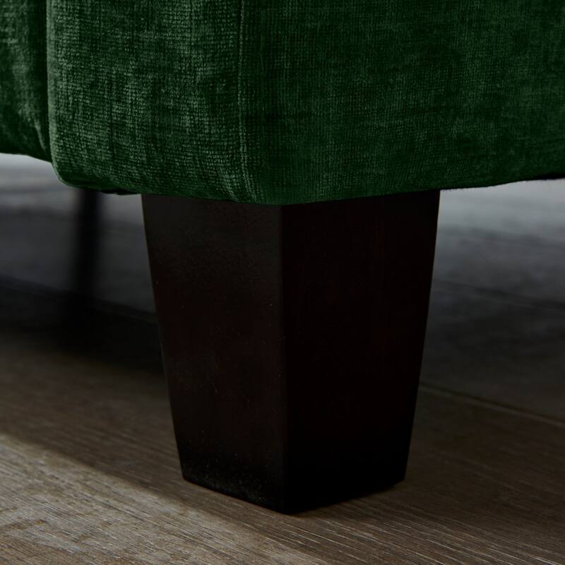 96.5" L-Shaped Chenille Sectional Sofa with Storage and Movable Ottoman