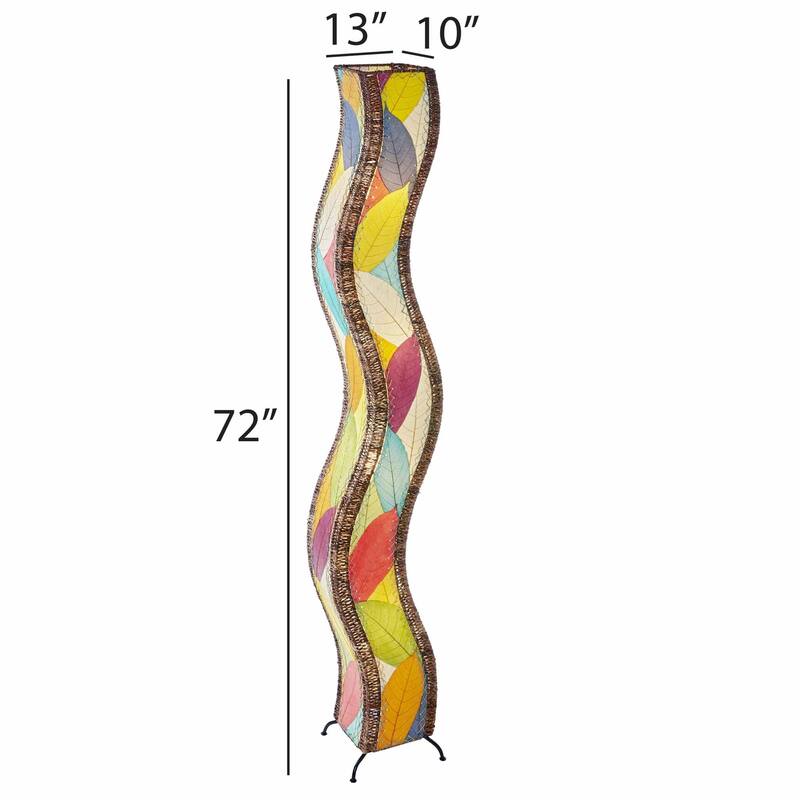 Eangee Handmade Wave Giant Floor Lamp, Cocoa Leaves Shade, 13 x 10 x 72 in.