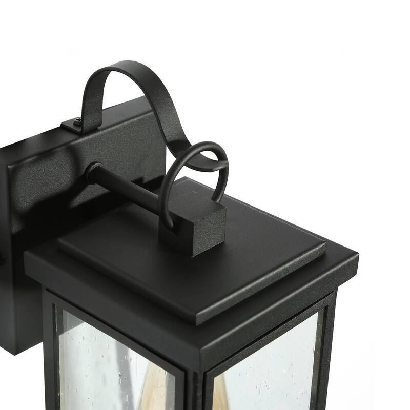Bern Mid-Century Modern Black 1-Light Outdoor Lantern Wall Sconce - L 5.1" x W 6.3" x H 12.2"