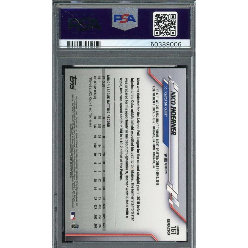 Nico Hoerner 2020 Topps Chrome Refractor Baseball Rookie Card #161 Graded PSA 9 MINT - 8'6" x 11'6"