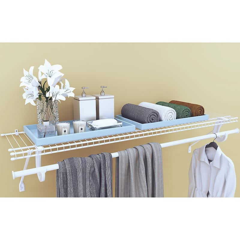 ClosetMaid SuperSlide White Wire Storage Shelf Kit with Closet Rod On