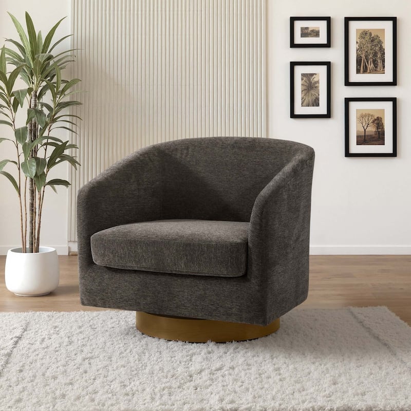 Modern Wide Round Swivel Accent Barrel Chair For Living Room