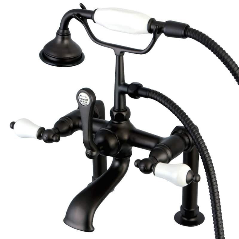 Kingston Brass Aqua Vintage Deck Mounted Clawfoot Tub Filler with - Oil Rubbed Bronze