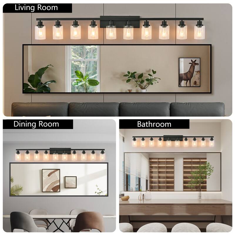 65.4 Inch 10-Light Black Vanity Light Fixture