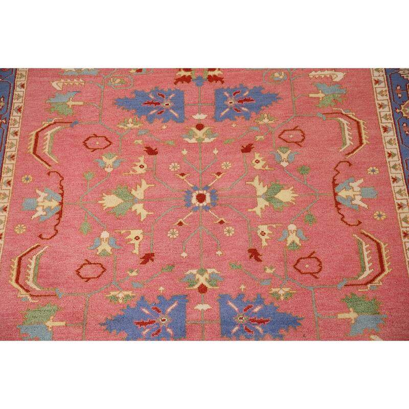 Transitional Floral Oushak Area Rug Handmade Wool Carpet - 8'11"x 11'11"