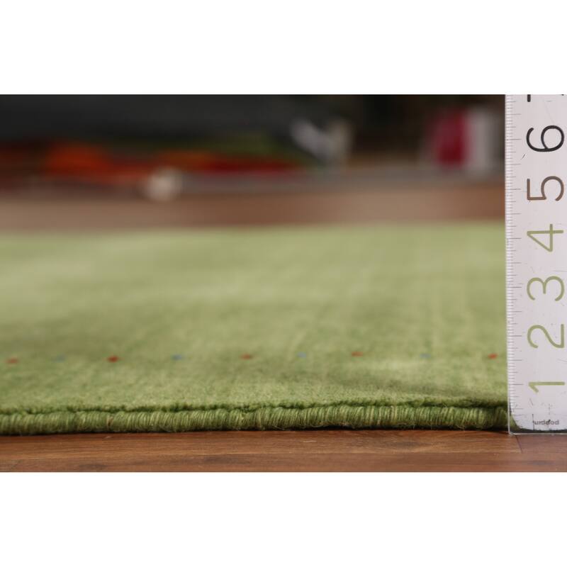Hand Knotted Oriental 100% Wool Carpet Tribal Animal Pictorial Green Gabbeh Area Rug - 7' 6'' X 5' 2''