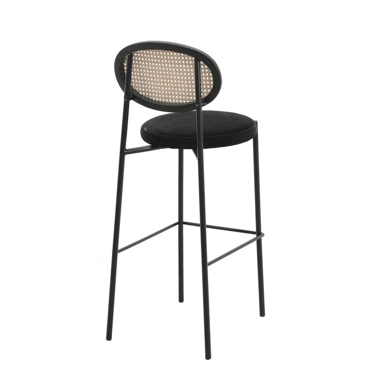 LeisureMod Euston Wicker Bar Stool with Powder Coated Steel Frame, Set of 2 - 42"