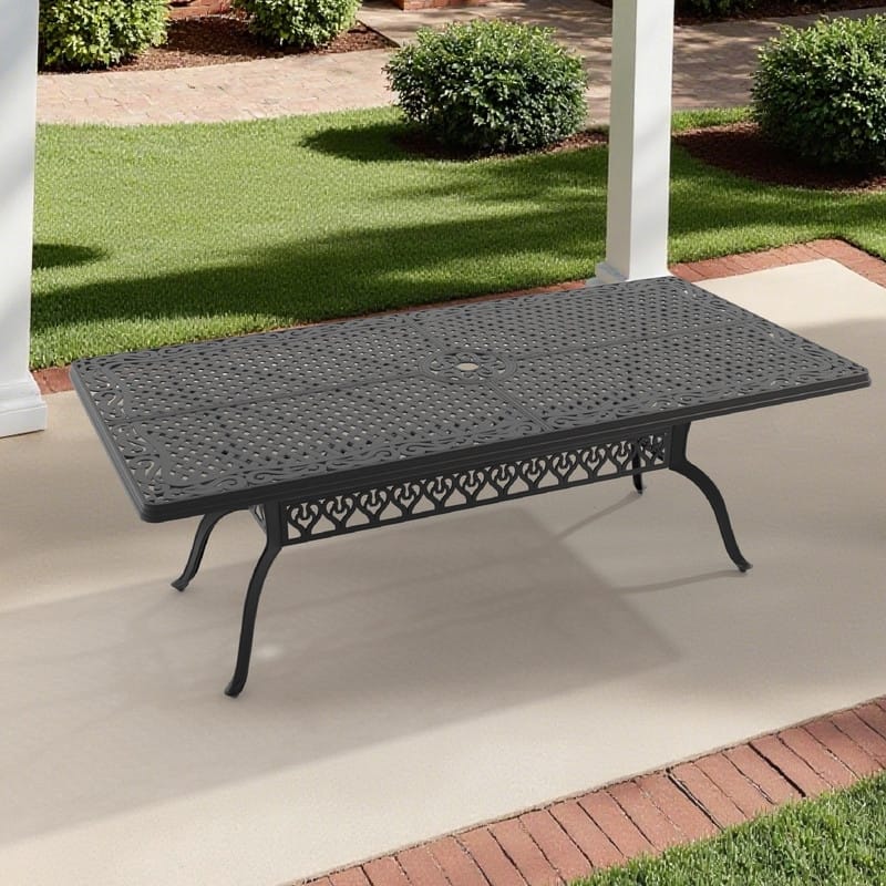 82.68 in. (L) x 41.34 in. (W) Black Rectangle Cast Aluminum Patio Dining Table