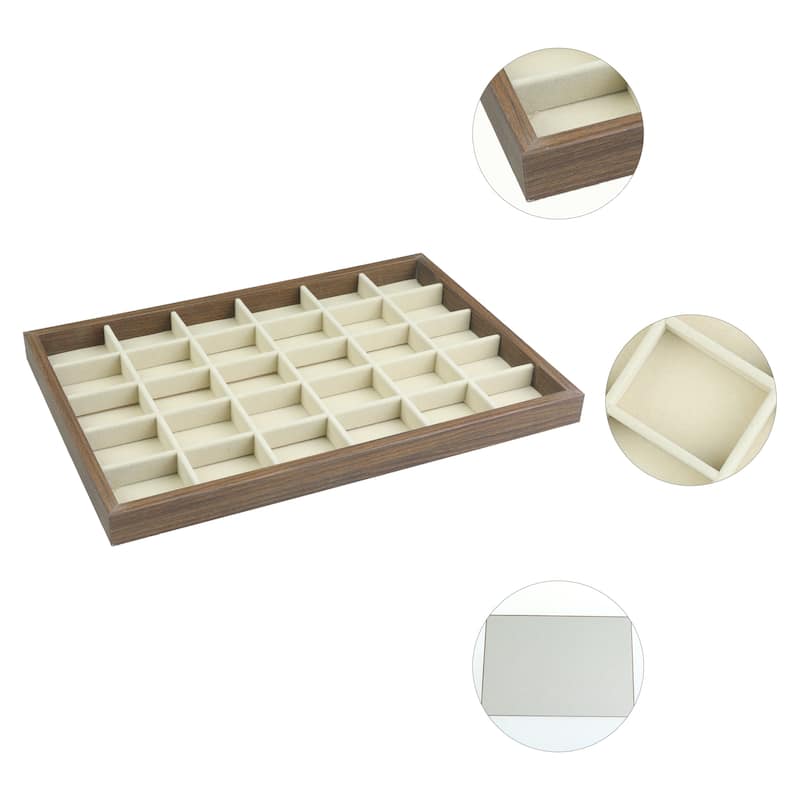 Velvet Jewelry Organizer Trays with Removable Dividers for Drawers, Girls' Jewelry Organizer Drawer Inserts Display Storage - 30 Grid Tray
