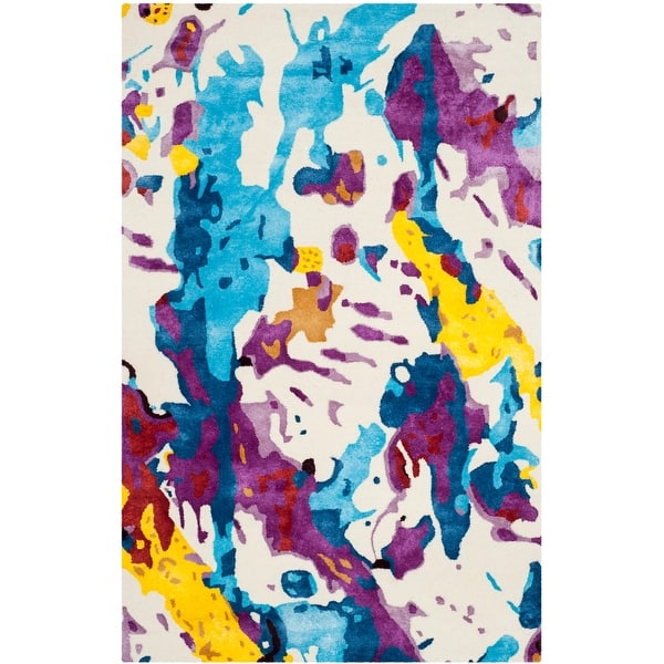 slide 2 of 3, SAFAVIEH Handmade Shaniya Modern Wool Rug 4' x 6' - Peach Splatter