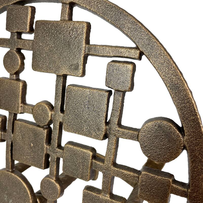 Mcm Circles & Squares Cast Iron Hose Holder Bronze Wall Mount - 11.75 X 11.75 X 5.5 inches