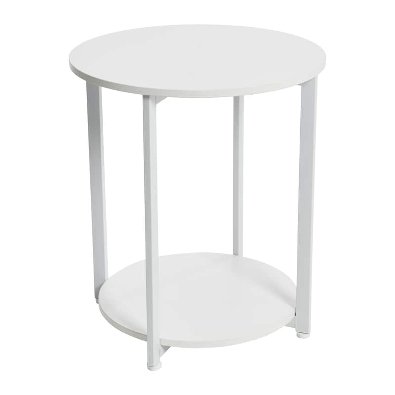 Household Essentials Side End Table with Storage Shelf - Off-White