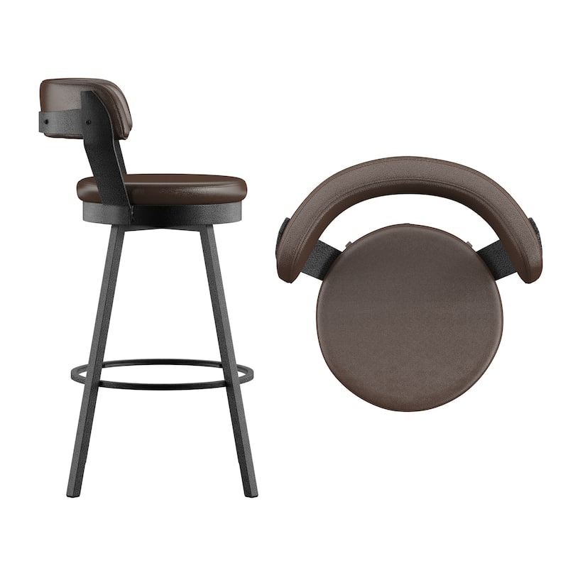 Grinzau Faux Leather Metal Swivel Stools (Set of 2)