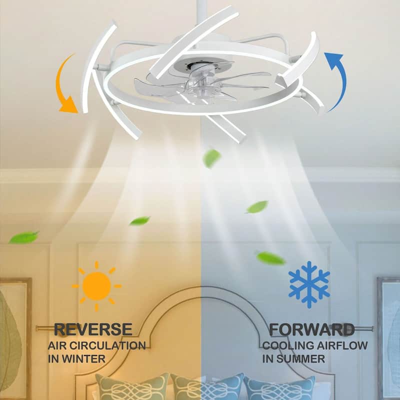 Cusp Barn 24-Inch Dimmable LED 6-DIY Shape Smart Ceiling Fan With Light, 6-Speed Reversible Ceiling Fan Light With Remote