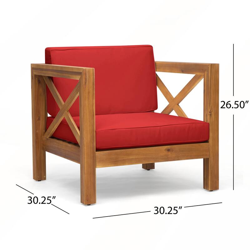 Mid Century Modern Acacia Wood Patio Club Chair