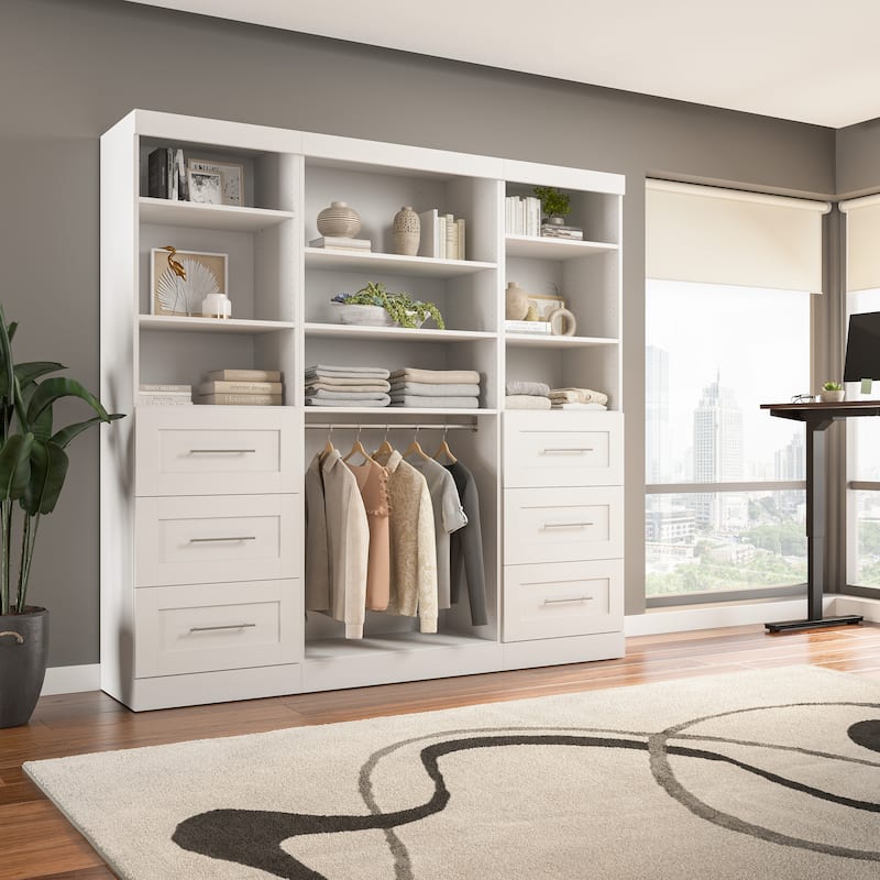 Pur 86W Closet Organization System with Drawers by Bestar - 86" - White