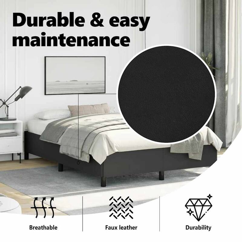 vidaXL Bed Frame, Faux Leather, No Mattress