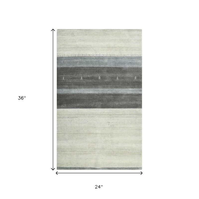 HomeRoots Striped Transitional Rectangle Area Rug - 36.00 in. x 24.00 in. x 0.80 in.