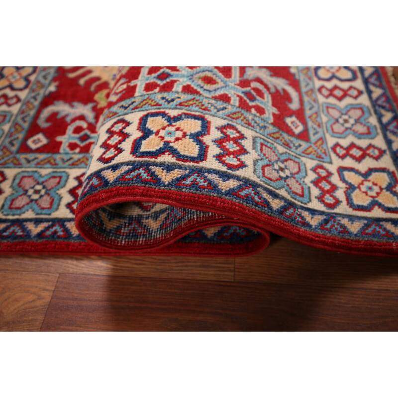 Red Floral Kazak Foyer Rug Handmade Wool Carpet - 2'9" x 4'2"