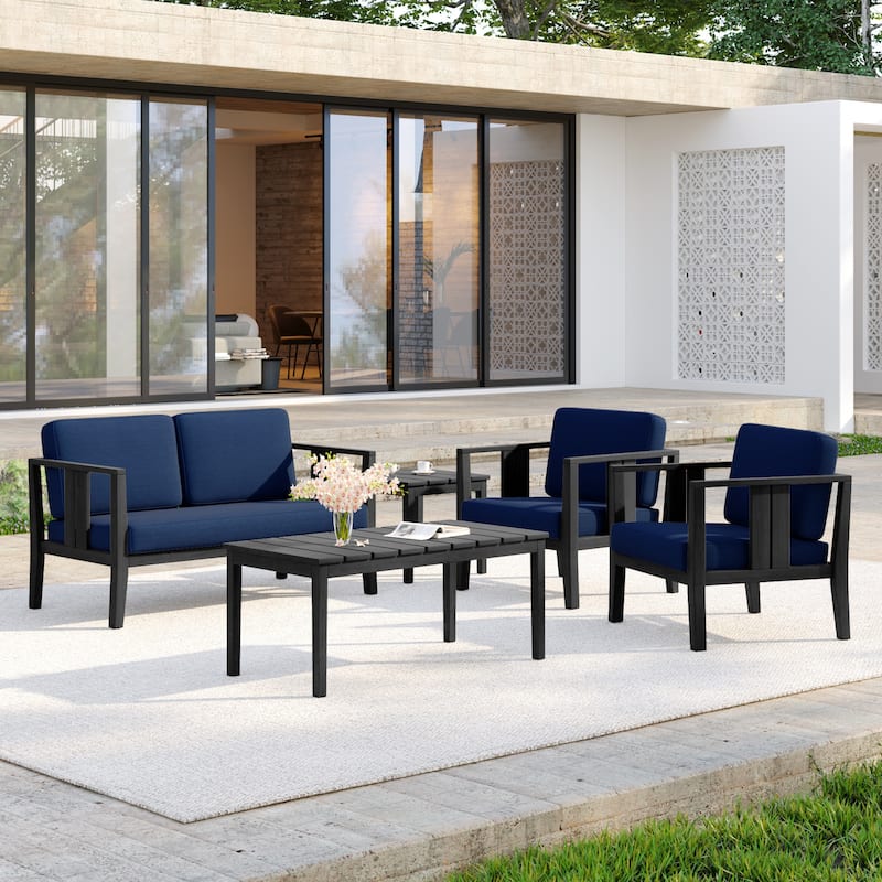 5-Piece Casual Outdoor Patio Furniture Set In Solid Teak Wood