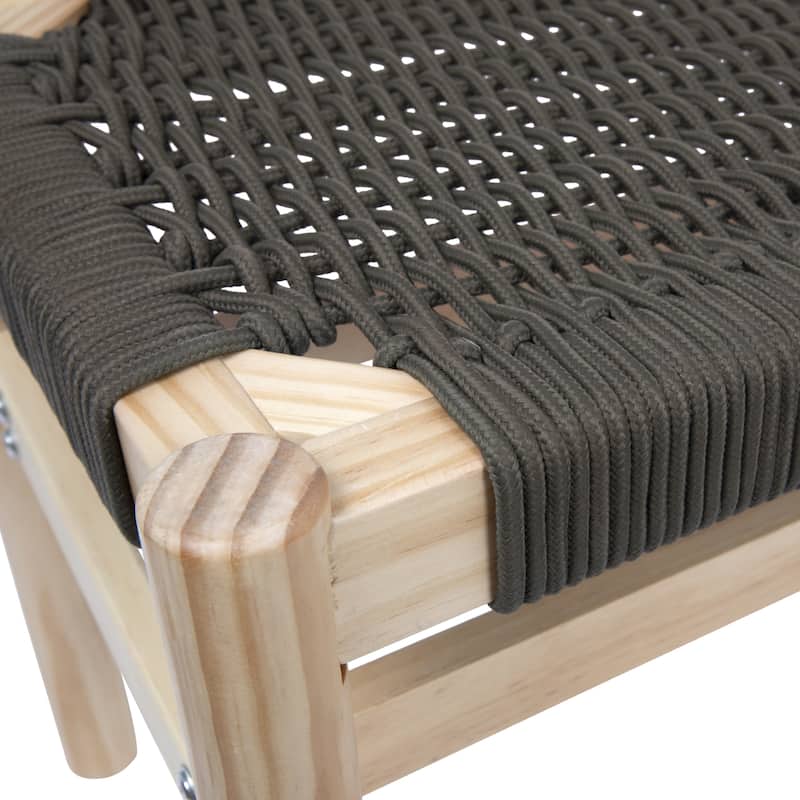 Fernway Solid Wood and Woven Rope Entryway Bench - 43.3"L x 15.0"W x 18.0"H