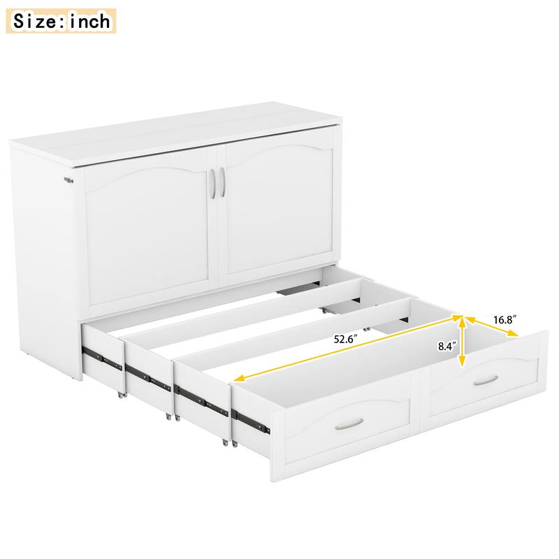 Queen Size Murphy Bed Wall Bed with drawer and a set of Sockets & USB Ports