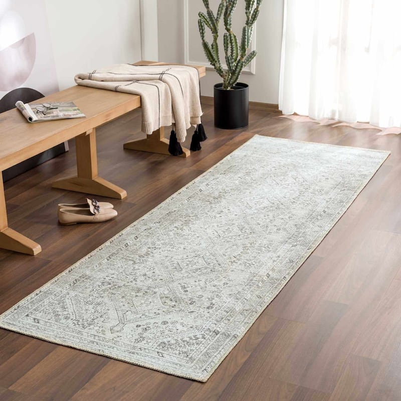 Hauteloom Barny Traditional Oriental Machine Washable Area Rug - 2'7" x 7'10" - Beige, Cream, Sage Green / Barny
