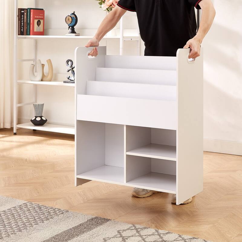 VECELO Kids Bookshelf, Wooden Toy Storage Cabinet Organizer or Kids Room, Bedroom, Nursery, Kindergarten, Bookcase with Shelves