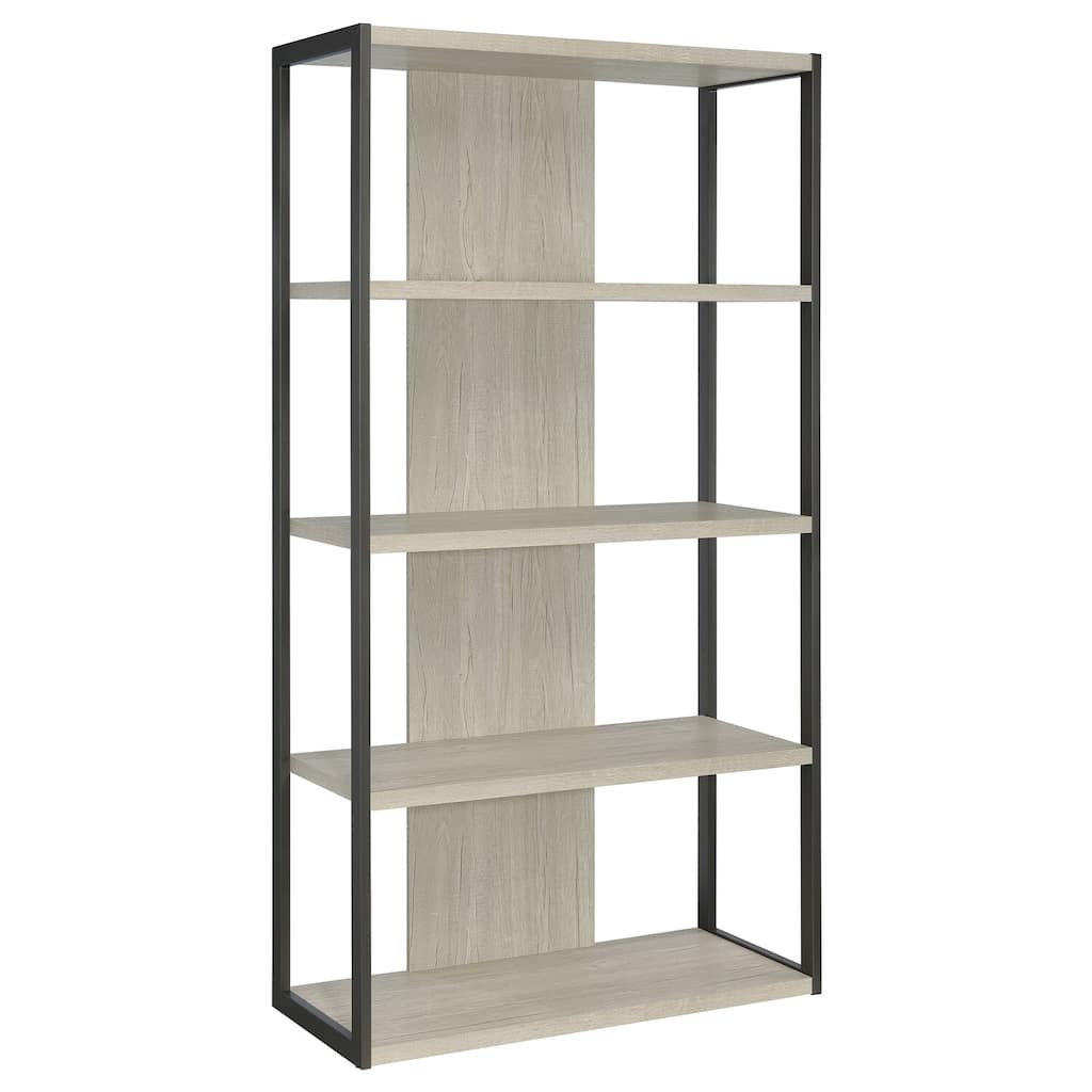 3-Shelf Bookcase Grey Driftwood Finish Compact Storage Organizer with Open Shelves for Bedroom or Office Space
