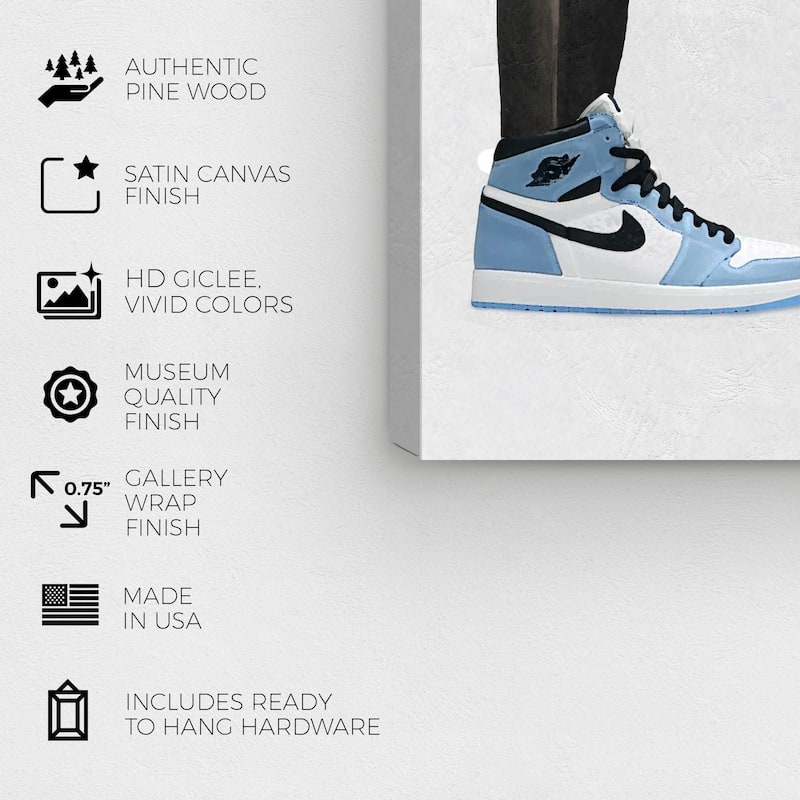 Wynwood Studio Fashion and Glam Budding Sneaker Love Blue and Light Blue Modern & Contemporary Wall Art Canvas Print