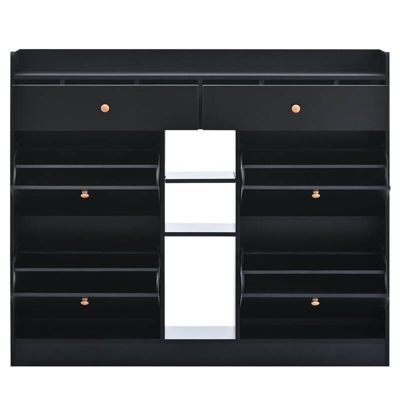 Entryway Shoe Storage Organizer with Hidden Flip Drawers, 2-Tier Design